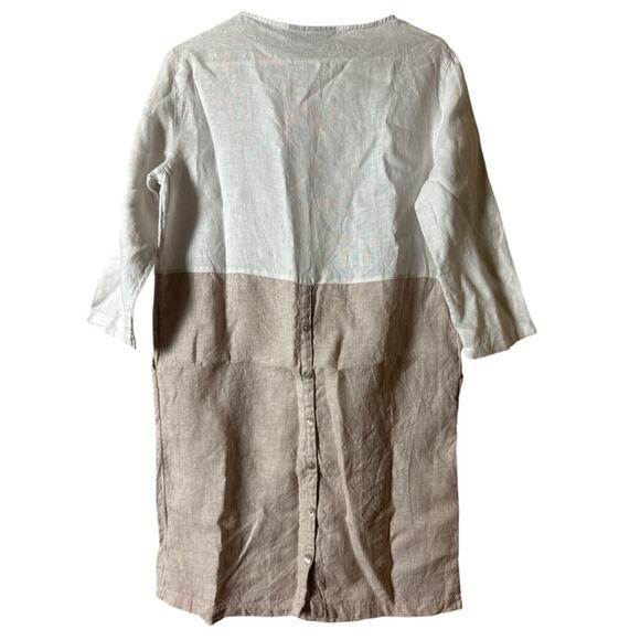 Tahari Women's 100% Linen Color Block Three Quarter Sleeve Dress Sz S - Picture 8 of 8